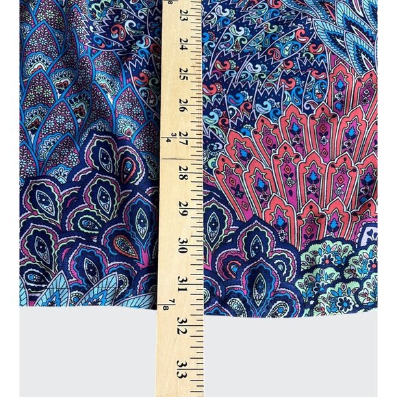 MSK Petite Womens Vibrant Multicolored Paisley Tunic Dress 3/4 Ruched Sleeves PM - Picture 9 of 14